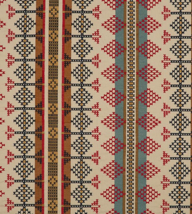 Saddle Blanket Fabric by Mulberry Home Indigo/Red