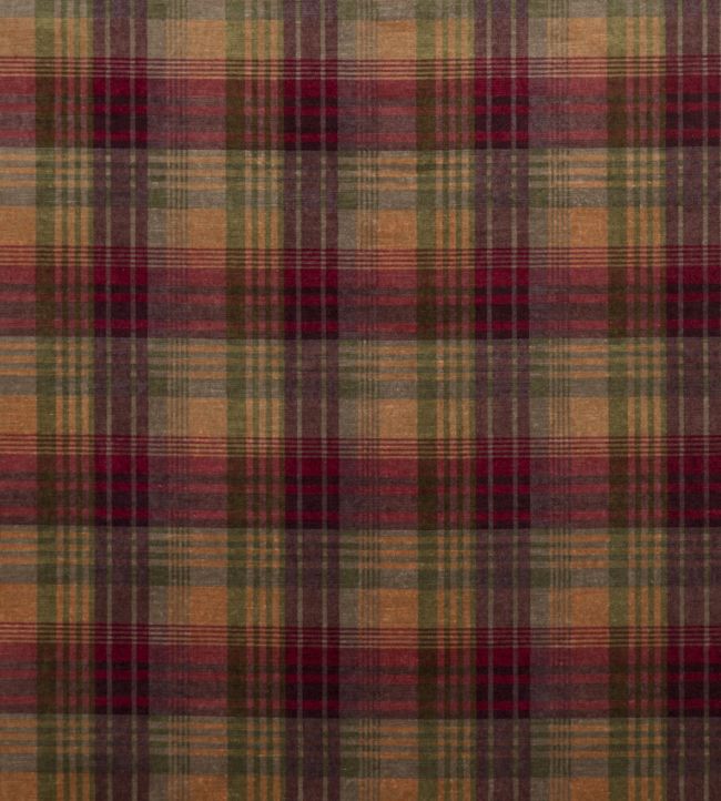 Velvet Ancient Tartan Fabric by Mulberry Home Plum