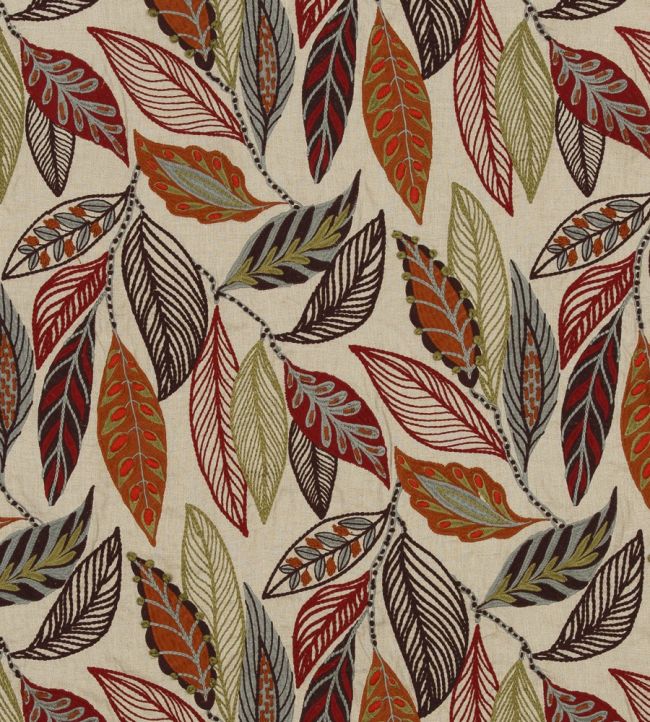 Forest Leaves Fabric by Mulberry Home Red/Plum