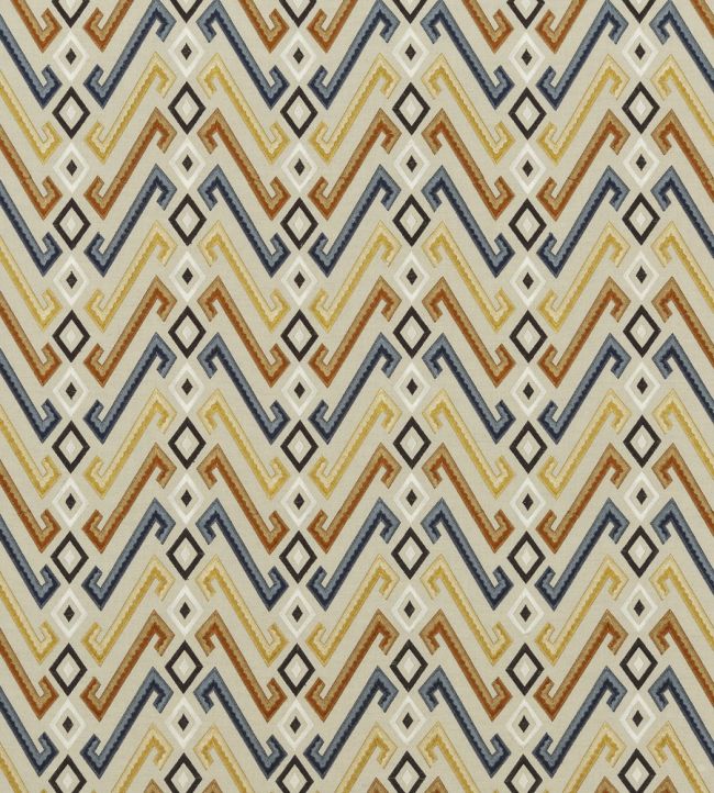 Jazz Fabric by Mulberry Home Indigo/Spice