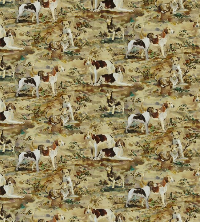 Mulberry Hounds Velvet Fabric by Mulberry Home Multi