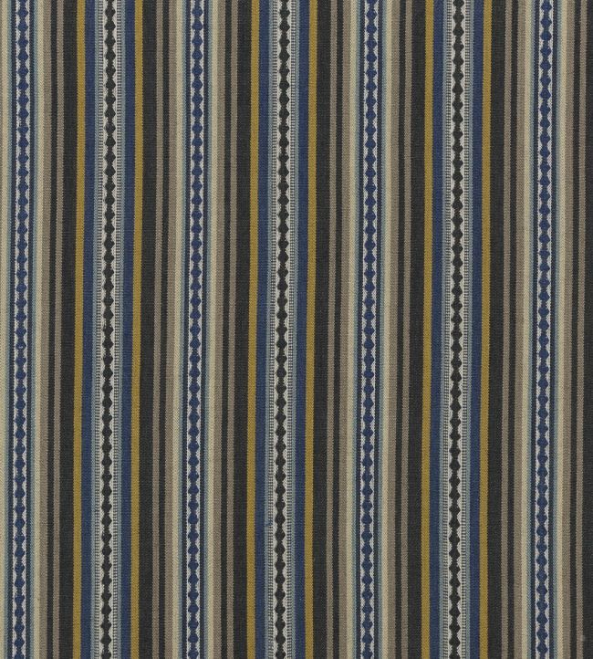Dalton Stripe Fabric by Mulberry Home Indigo/Ochre
