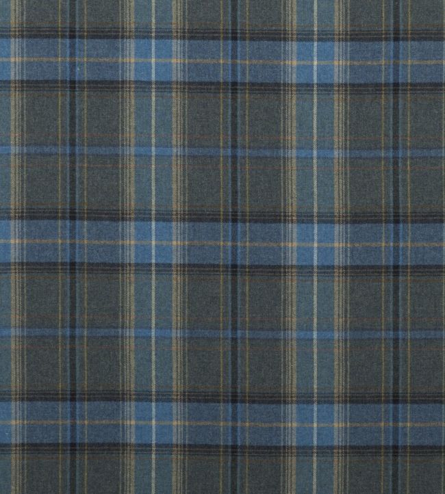 Shetland Plaid Fabric by Mulberry Home Blue