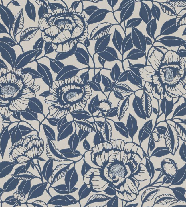 My Peony Garden Wallpaper by Langelid Von Bromssen China Blue