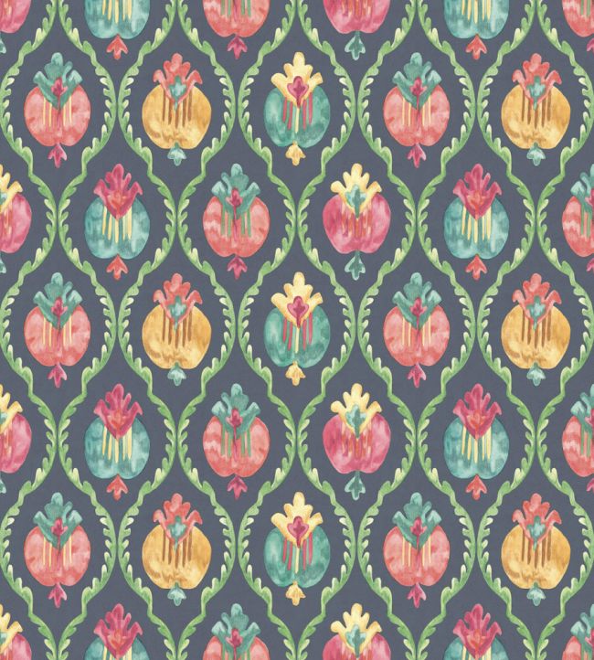 Mysore Wallpaper by Osborne & Little Midnight/Magenta