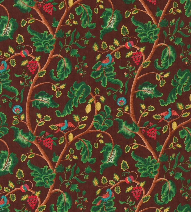 Mythical Trail Fabric by George & Minnie Walnut/Emerald