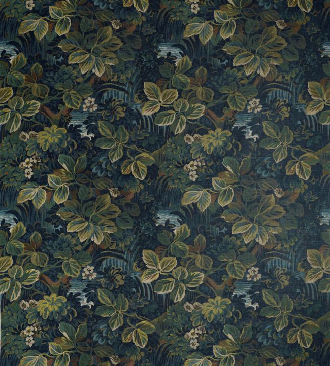 Night Garden Fabric by Thibaut Midnight