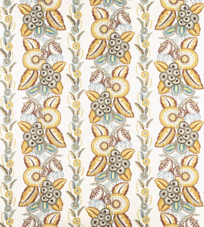 Ashdown Stripe Fabric by Nina Campbell Ochre/Taupe/Duck Egg