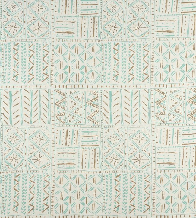 Cloisters Fabric by Nina Campbell Aqua/Taupe/Ivory