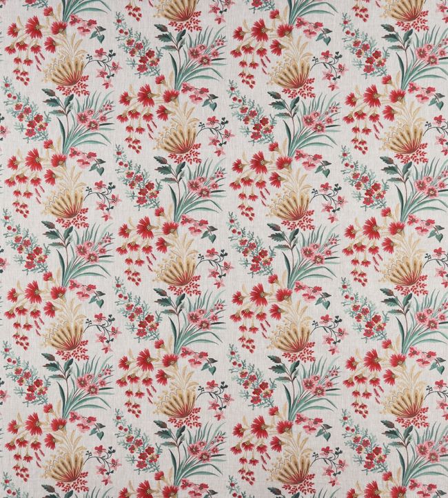 Michelham Fabric by Nina Campbell Red/Teal