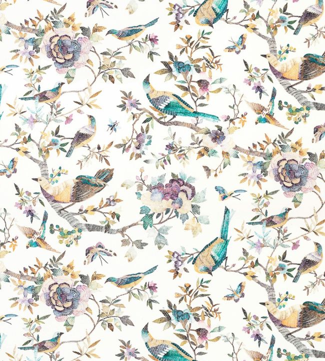 Perdana Fabric by Nina Campbell Aqua/Amethyst