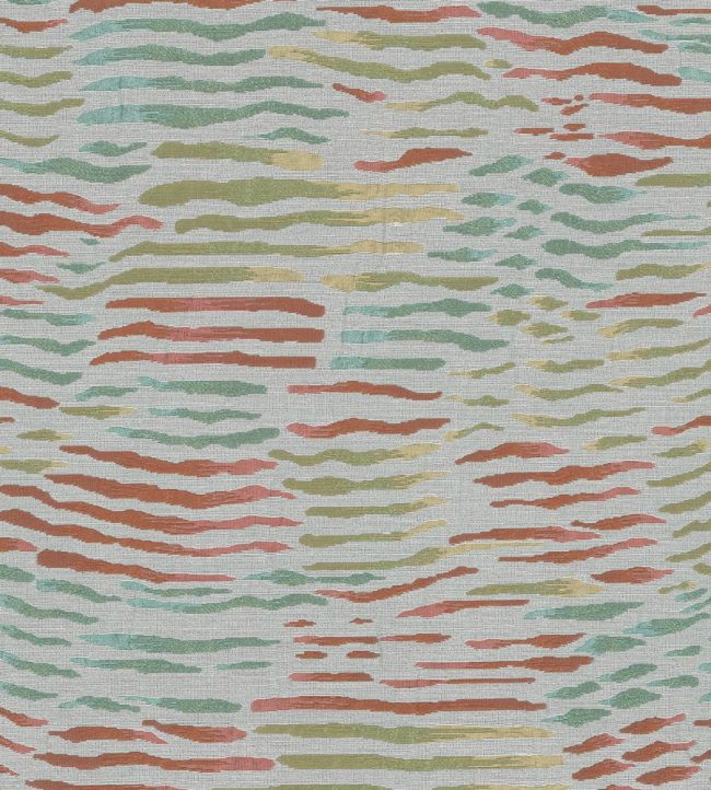 Arles Fabric by Nina Campbell Coral/ Aqua/ Ochre