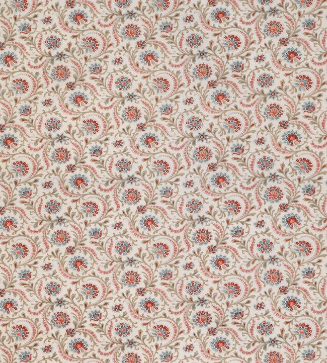 Baville Fabric by Nina Campbell Red / Teal