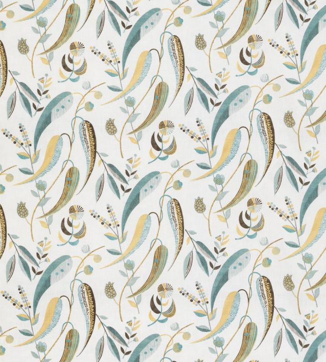 Colbert Fabric by Nina Campbell Aqua/ Ochre
