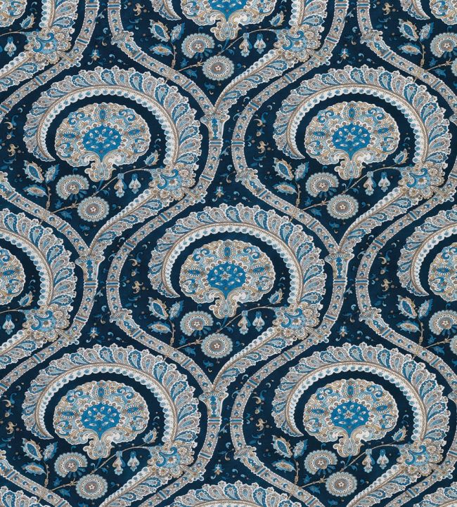 Les Indiennes Fabric by Nina Campbell Blue