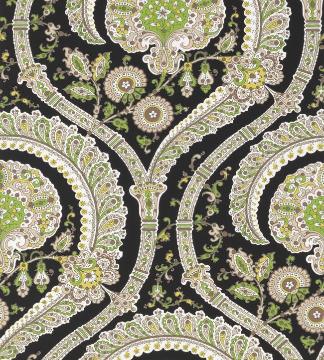 Les Indiennes Wallpaper by Nina Campbell BLACK/GREEN