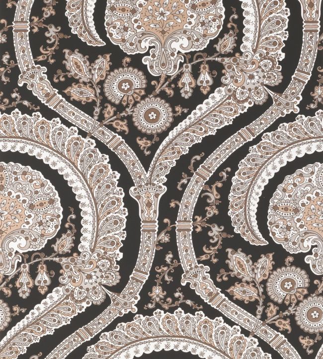 Les Indiennes Wallpaper by Nina Campbell BLACK/GILVER/COPPER