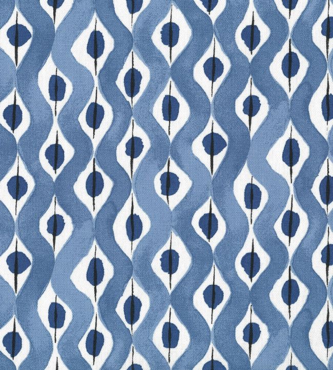 Beau Rivage Fabric by Nina Campbell Beige/Indigo