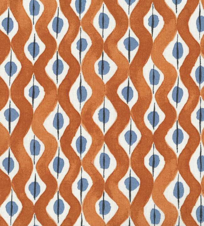 Beau Rivage Fabric by Nina Campbell Orange/Blue