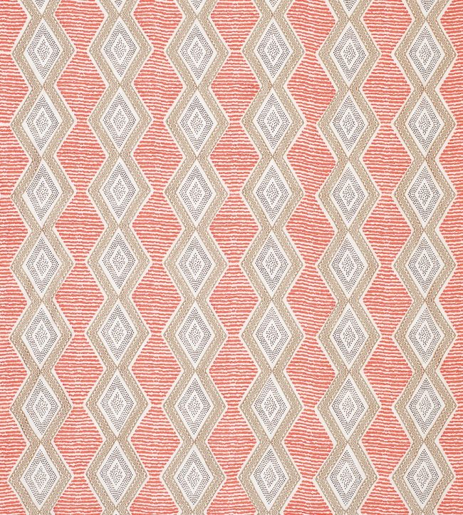 Belle Ile Fabric by Nina Campbell Coral/Beige/Choc