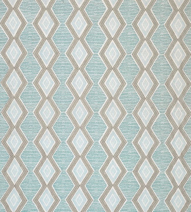 Belle Ile Fabric by Nina Campbell Aqua/Beige
