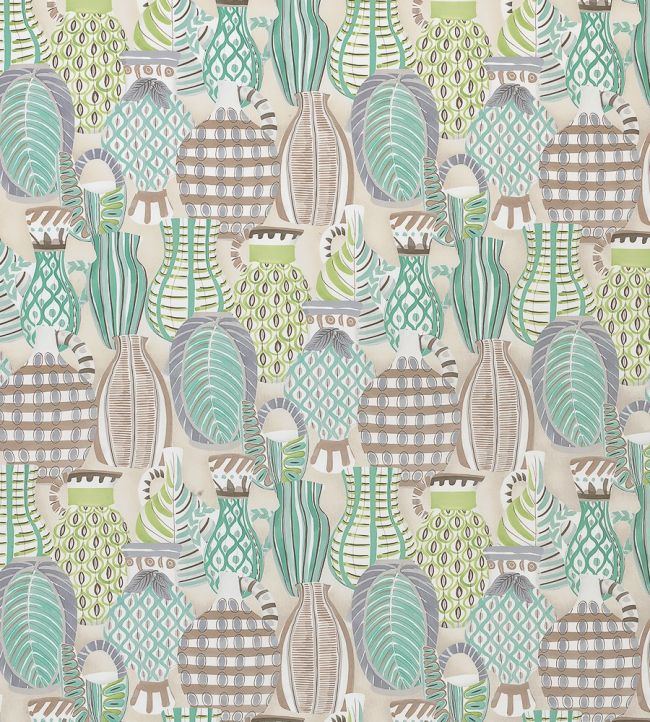 Collioure Fabric by Nina Campbell Aqua/Green/Lilac