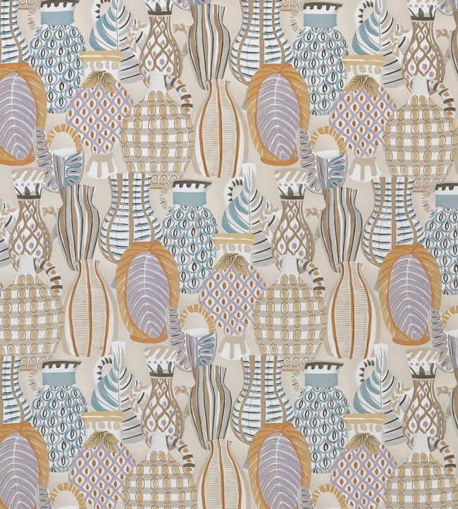 Collioure Fabric by Nina Campbell Taupe/Soft Gold