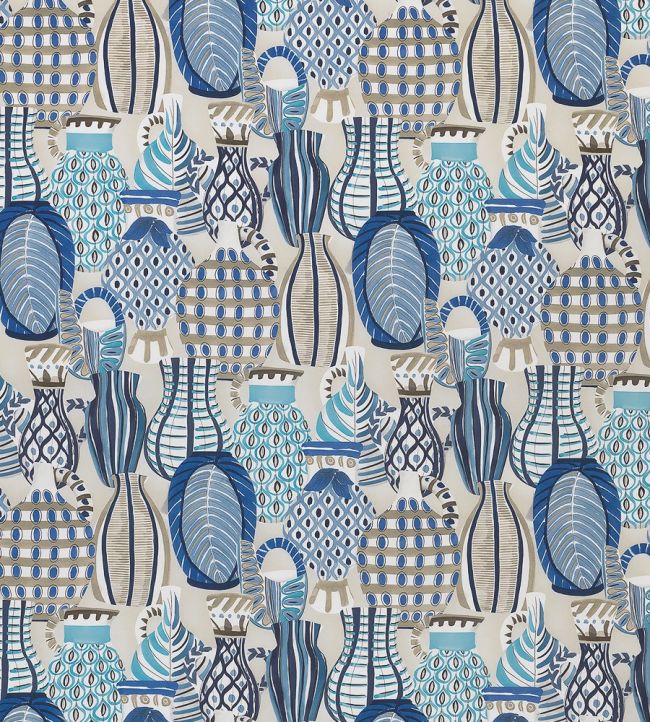 Collioure Fabric by Nina Campbell Blue/Beige
