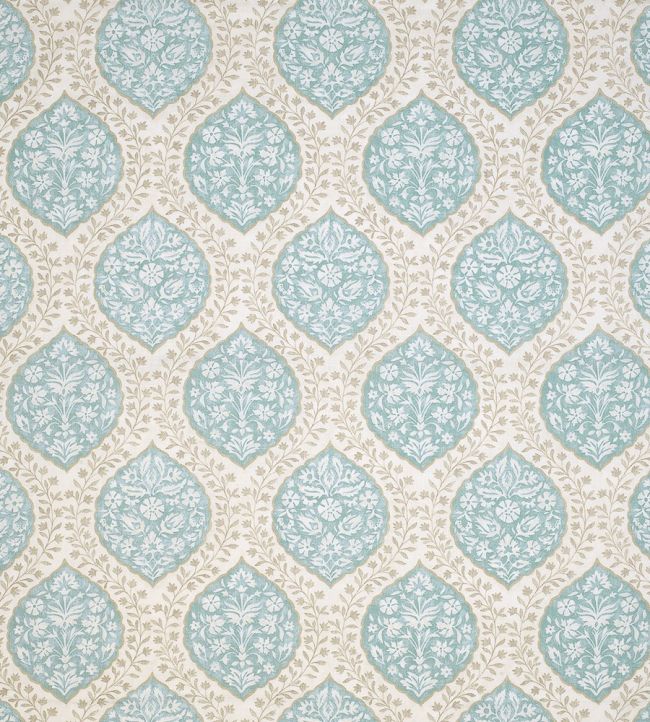 Marguerite Fabric by Nina Campbell Aqua/Taupe