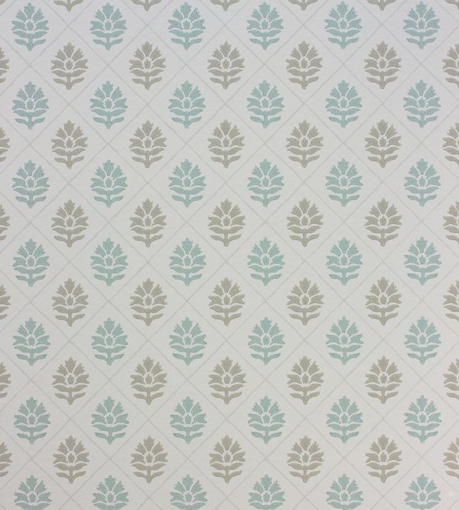 Camille Wallpaper by Nina Campbell Aqua/Beige