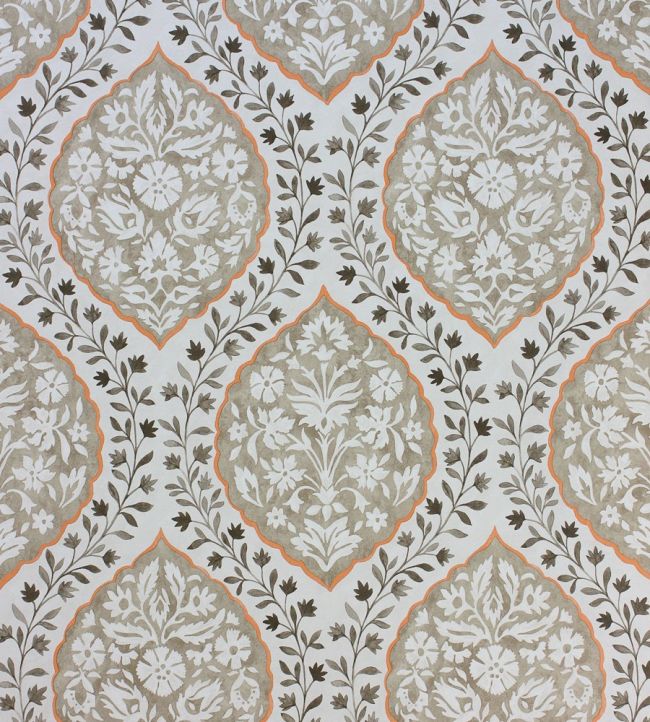 Marguerite Wallpaper by Nina Campbell Chocolate/Orange