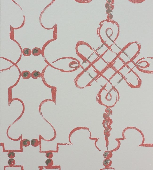 Portavo Wallpaper by Nina Campbell Coral/Ivory