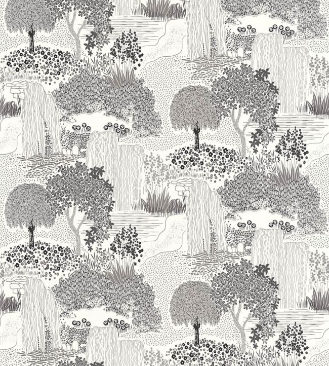 Niwa Wallpaper by Casadeco Noir Fusain