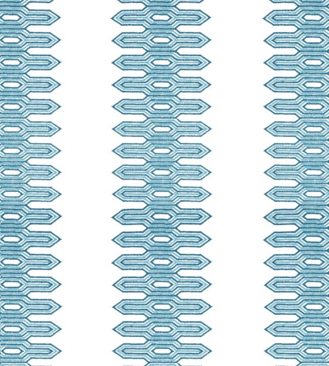 Nola Stripe Embroidery Fabric by Thibaut Aqua