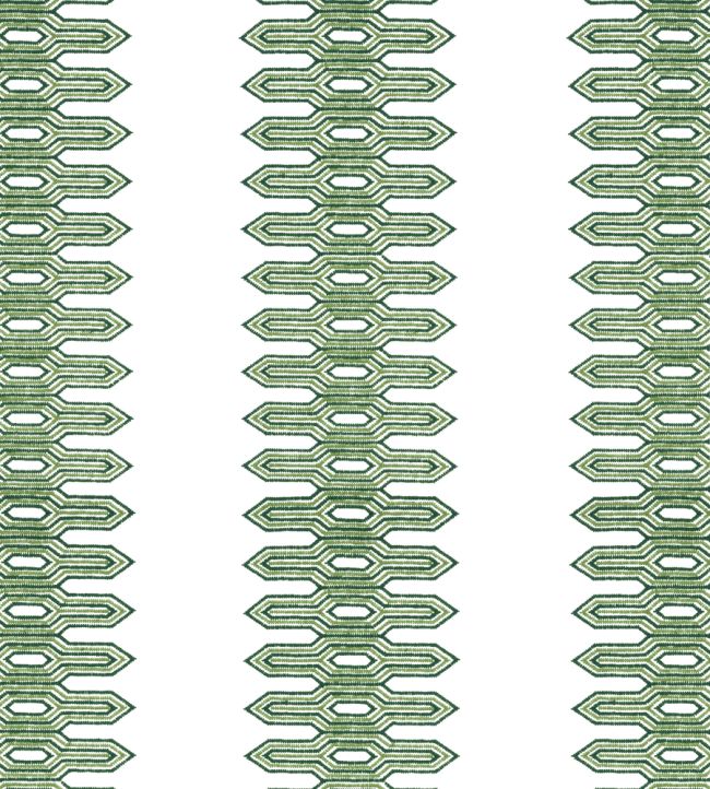 Nola Stripe Embroidery Fabric by Thibaut Green