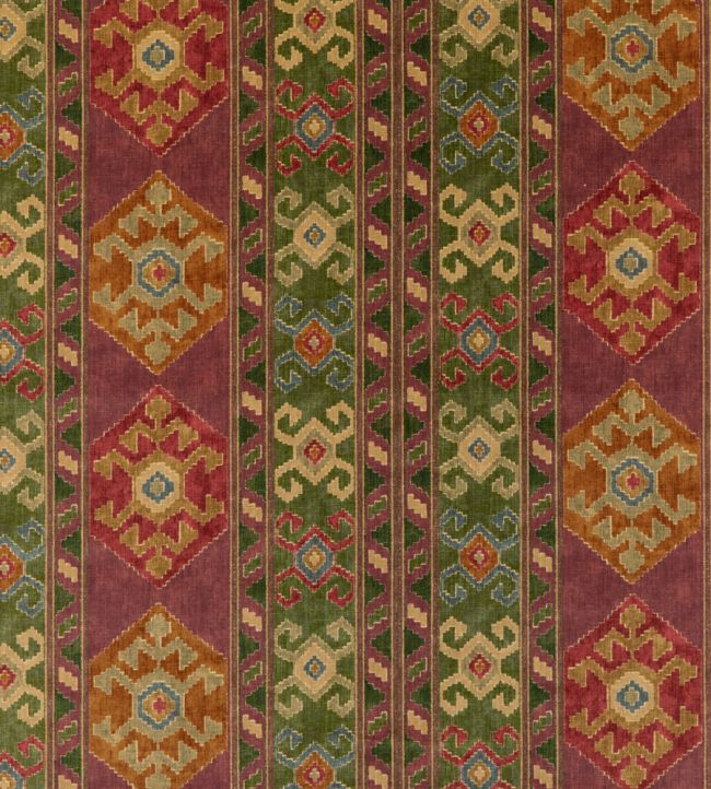 Nomad Velvet Fabric by Mulberry Home Plum/Green
