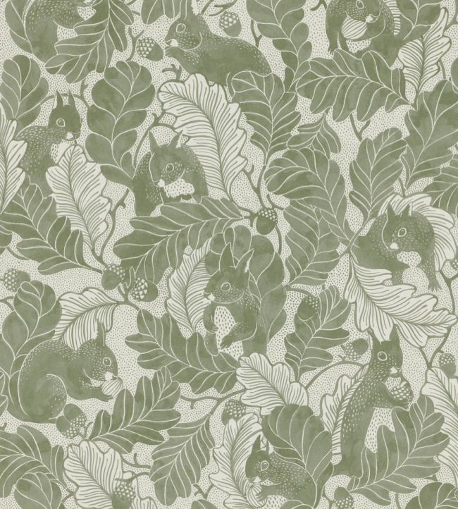 Oak Tree Tails Wallpaper by Langelid Von Bromssen Olive
