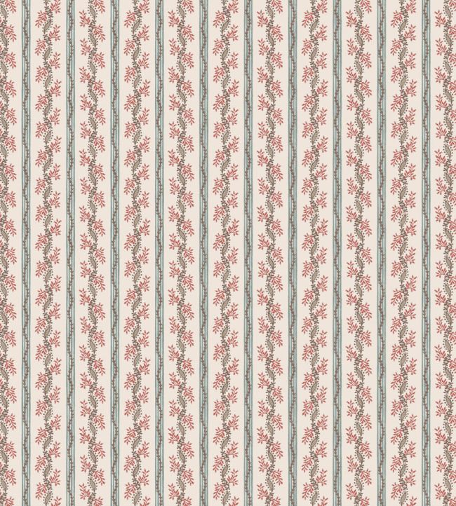 Odile Wallpaper by Nina Campbell Duck Egg/Red