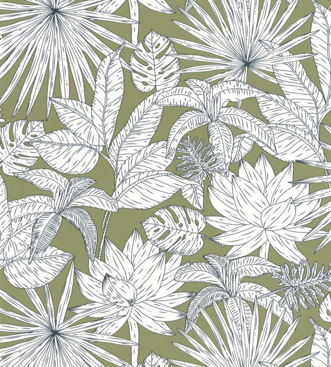 Odyssee Hawai Wallpaper by Caselio Vert Kaki