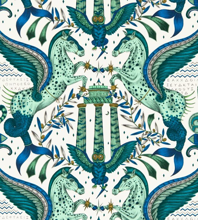 Odyssey Mythos Wallpaper by Clarke & Clarke Olive