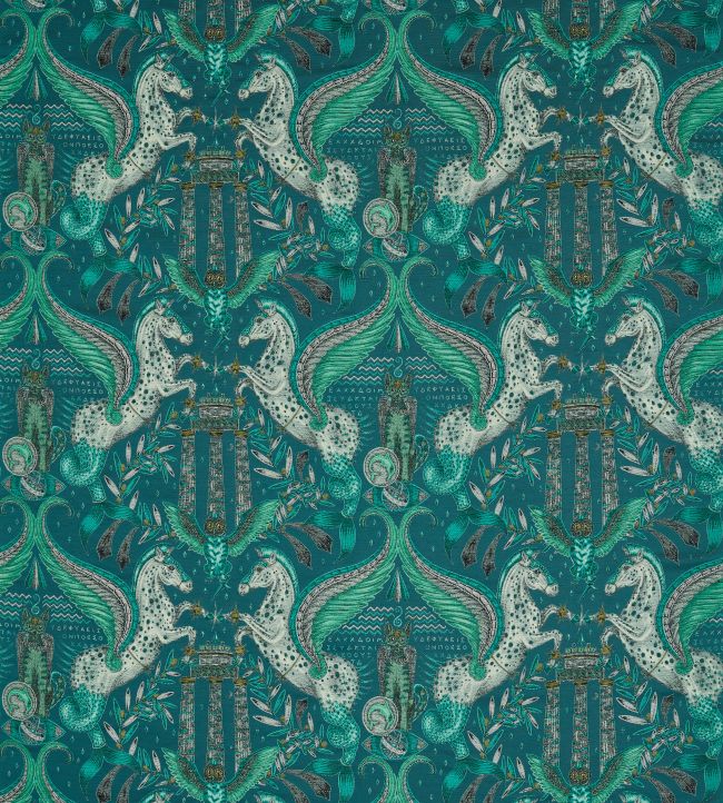 Odyssey Mythos Jacquard Fabric by Clarke & Clarke Olive