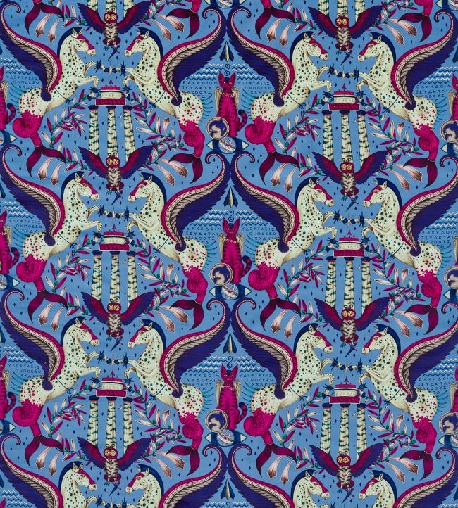 Odyssey Mythos Velvet Fabric by Clarke & Clarke Periwinkle
