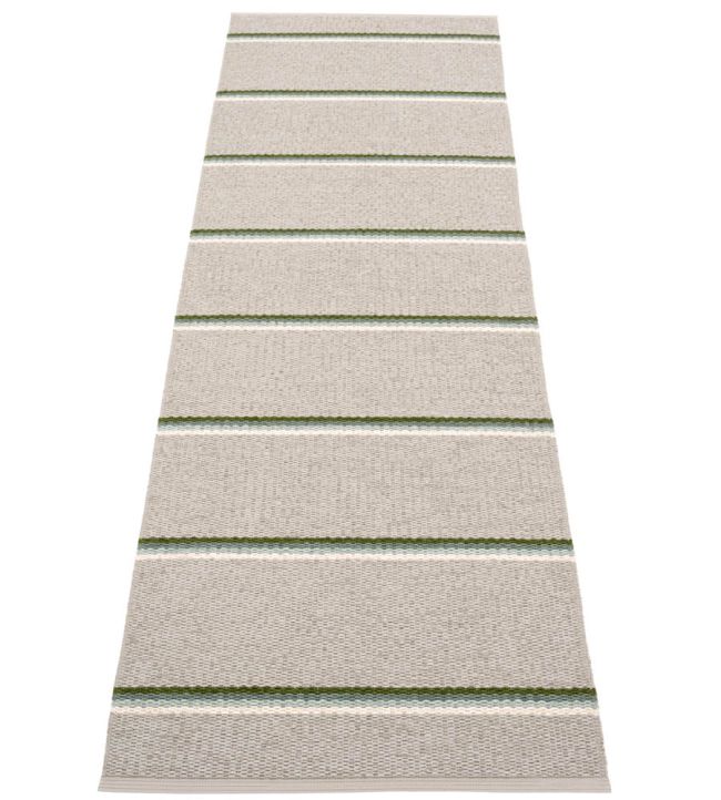 Olle Runner Rug in Green/Background Linen by Pappelina | Jane Clayton