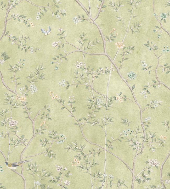 Chinoiserie Onism Mural by Woodchip & Magnolia Olive Green