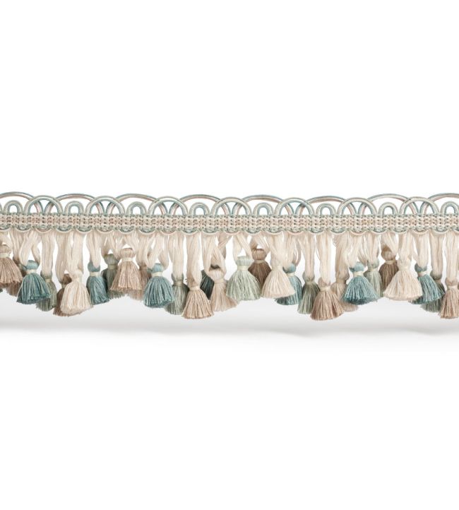 Ophelia Scallop Tassel Fringe Trimming by James Hare Mineral Green