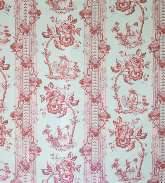 Oriental Toile Fabric by Titley and Marr Coral