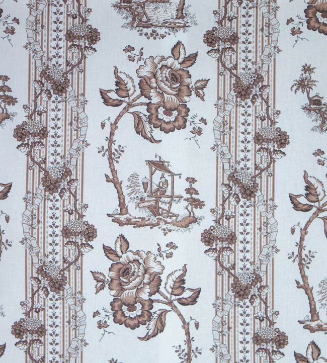 Oriental Toile Fabric by Titley and Marr Nutmeg