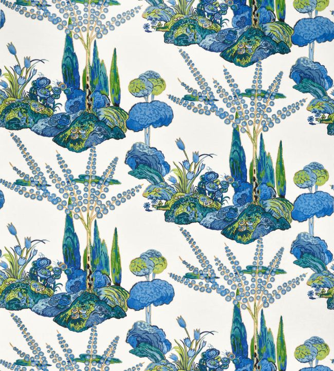 Orleans Fabric by Thibaut Blue and Green