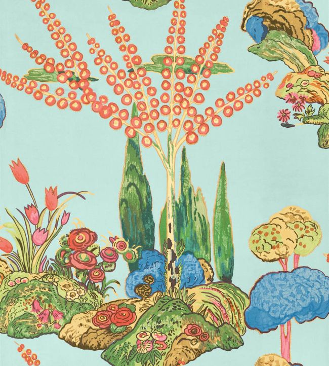 Orleans Wallpaper by Thibaut Turquoise
