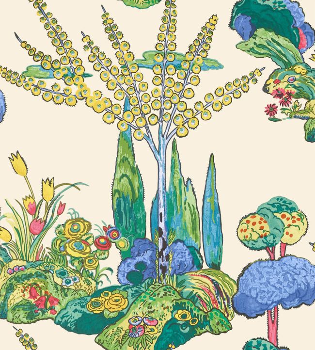 Orleans Wallpaper by Thibaut Yellow and Red